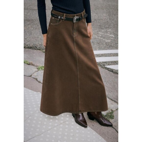 ZARA Z1975 DENIM MIDI TIERED SKIRT - Picture 3 of 8